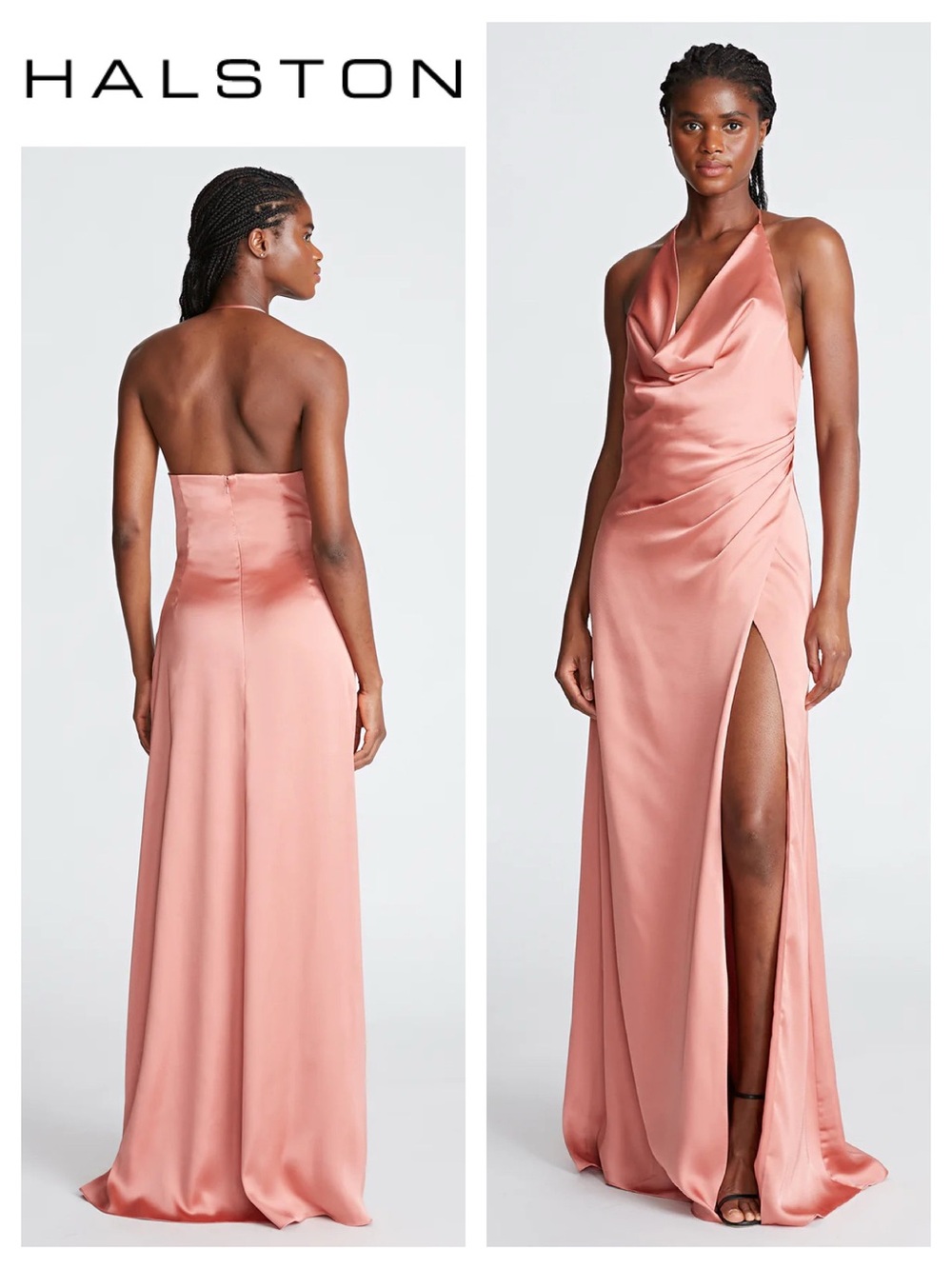 HALSTON Sutton Gown In Liquid Satin